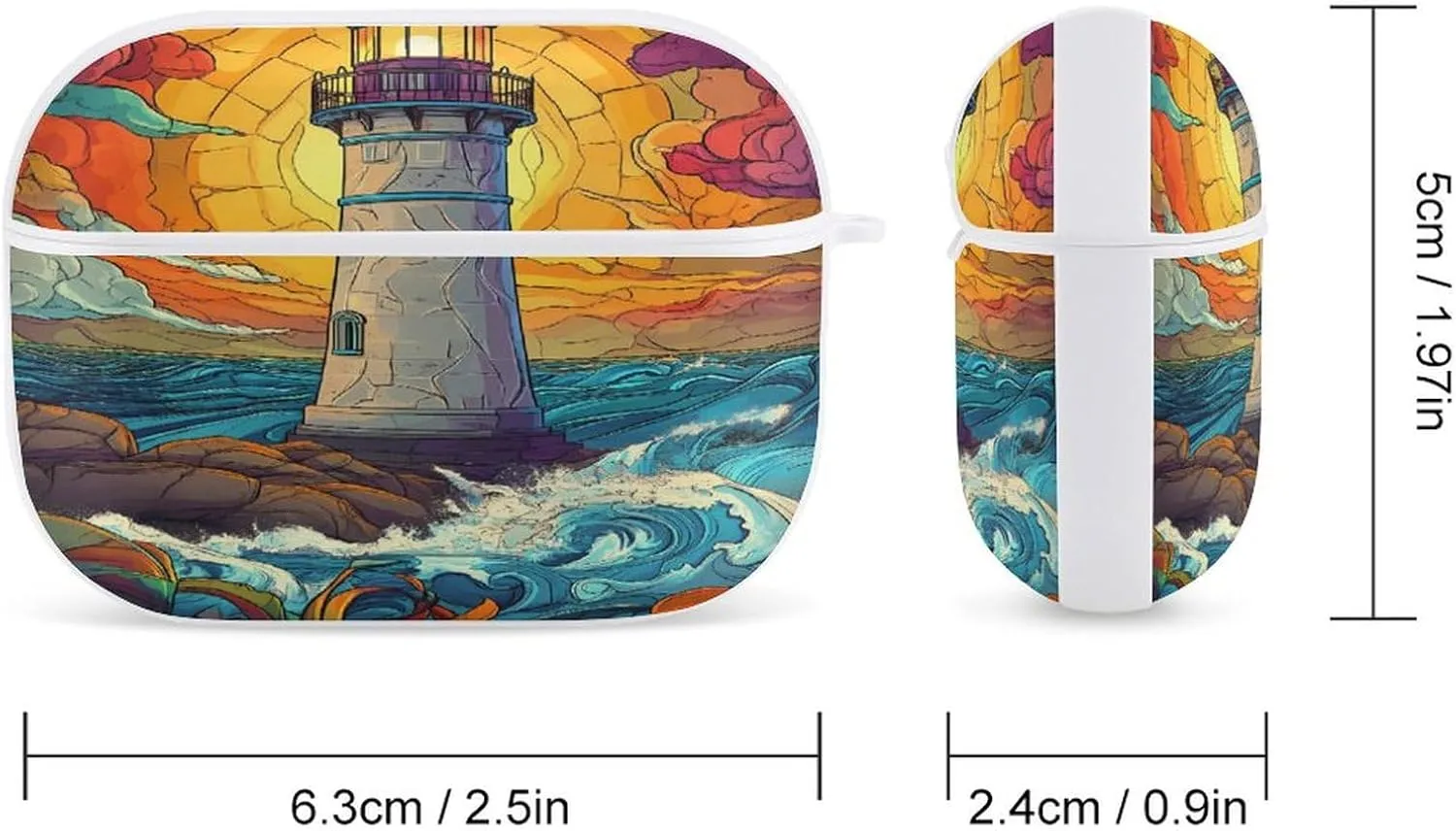 Lighthouse Earbud Case Bluetooth Headphone Case Full Protective Case with Keychain Compatible with Airpods Pro White-Style
