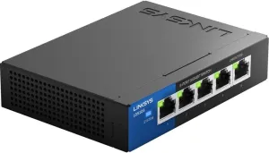 Linksys LGS105: 5-Port Business Desktop Gigabit Ethernet Unmanaged Switch, Computer Network, Wired Connection Speed up to 1,000 Mbps (Black, Blue)