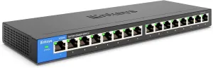 Linksys LGS116 16 Port Gigabit Unmanaged Network Switch - Home / Office Ethernet Switch Hub with Metal Housing - Wall Mount or Desktop Ethernet Splitter, Easy Plug & Play Connection