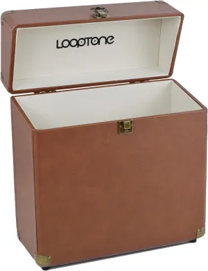 LoopTone Vintage Vinyl Record Storage Case for 30 AlbumsPerfect for your Treasured 33, 45 and 78 RPM LP Record Carrier; Portable Vinyl Storage Box for Travel and Home Record Storage