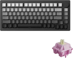 M1W V3 Aluminum Mechanical Keyboard 75% RGB Hot-swappable Gaming Keyboard with Knob, 6000 mAH RGB Gradient Black Custom with PBT Double Shot Keycaps Rosewood Switch