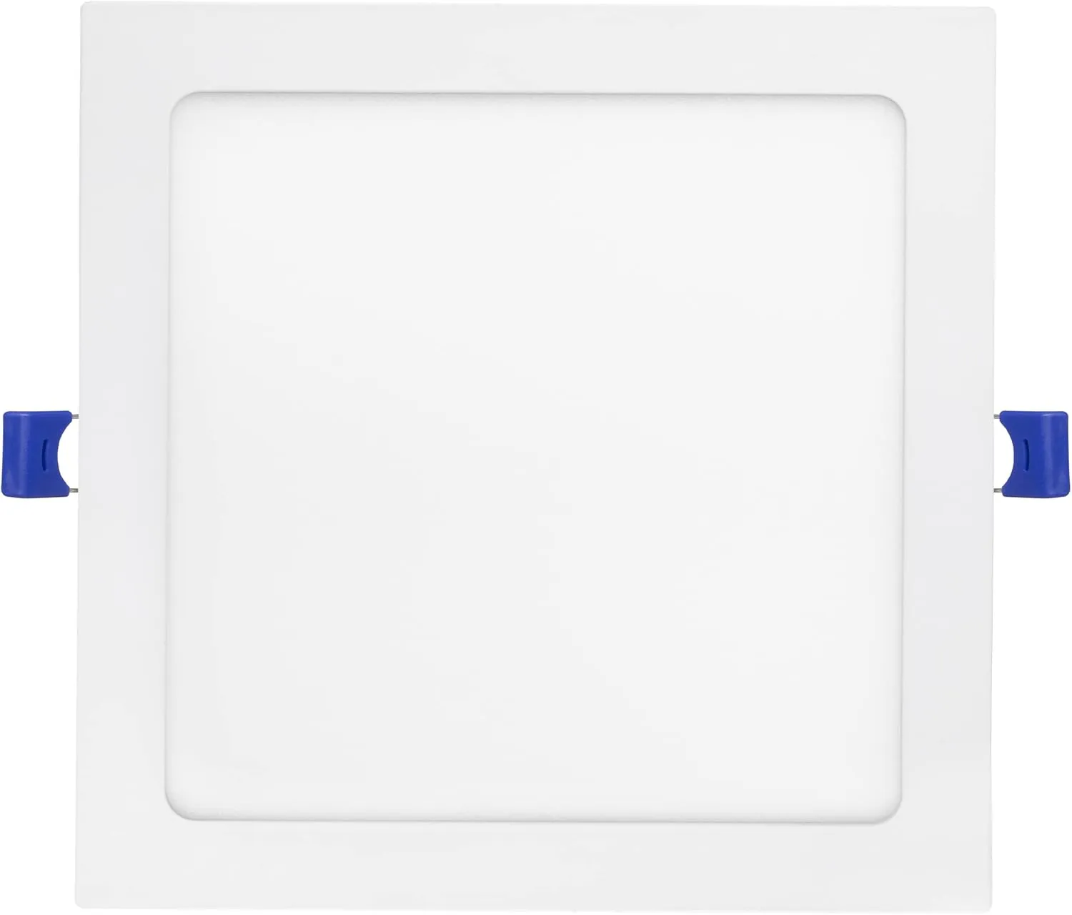 Maxxima 8 in. 5CCT Square Recessed LED Downlight, 1600 Lumens Slim Flat Panel Color Selectable 2700K/3000K/3500K/4000K/5000K, Dimmable, Canless IC Rated, White Trim, J-Box Included