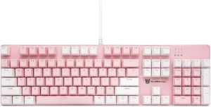 Mechanical Keyboard Gaming Keyboard | Blue Switch, Pink & White Color, White Backlit Keyboard | 104 Keys US Layout | Wired Gaming Keyboard | Hot Swappable Mechanical Keyboard | PC Keyboard