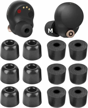 Memory Foam Ear Tip Compatible with Sony WF-1000xm5 1000xm4 WF-C700n Replacement Ear Tips, Perfect Noise Cancellation, Fit in Case, Foam Tips 6 Pairs, Black, Medium Size (515BM)