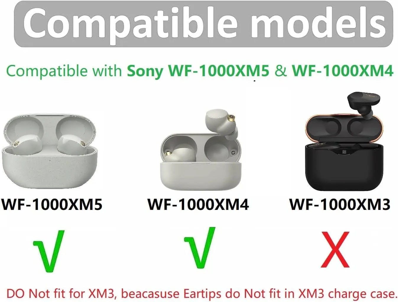 Memory Foam Ear Tip Compatible with Sony WF-1000xm5 1000xm4 WF-C700n Replacement Ear Tips, Perfect Noise Cancellation, Fit in Case, Foam Tips 6 Pairs, Black, Medium Size (515BM)