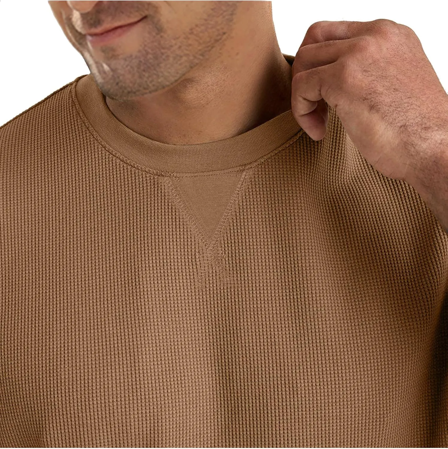Men's T-Shirt Casual Knit Short Sleeve Shape-Resistant Crewneck Waffle Textured Solid Color Cotton Knitted Tees