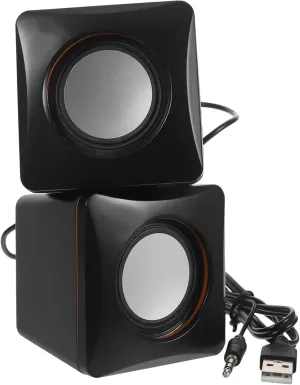 MERRYHAPY 1Pair Mini Speaker Portable Wired Desktop Audio for Laptops More Compact Durable Design for for Home Office Travel Use