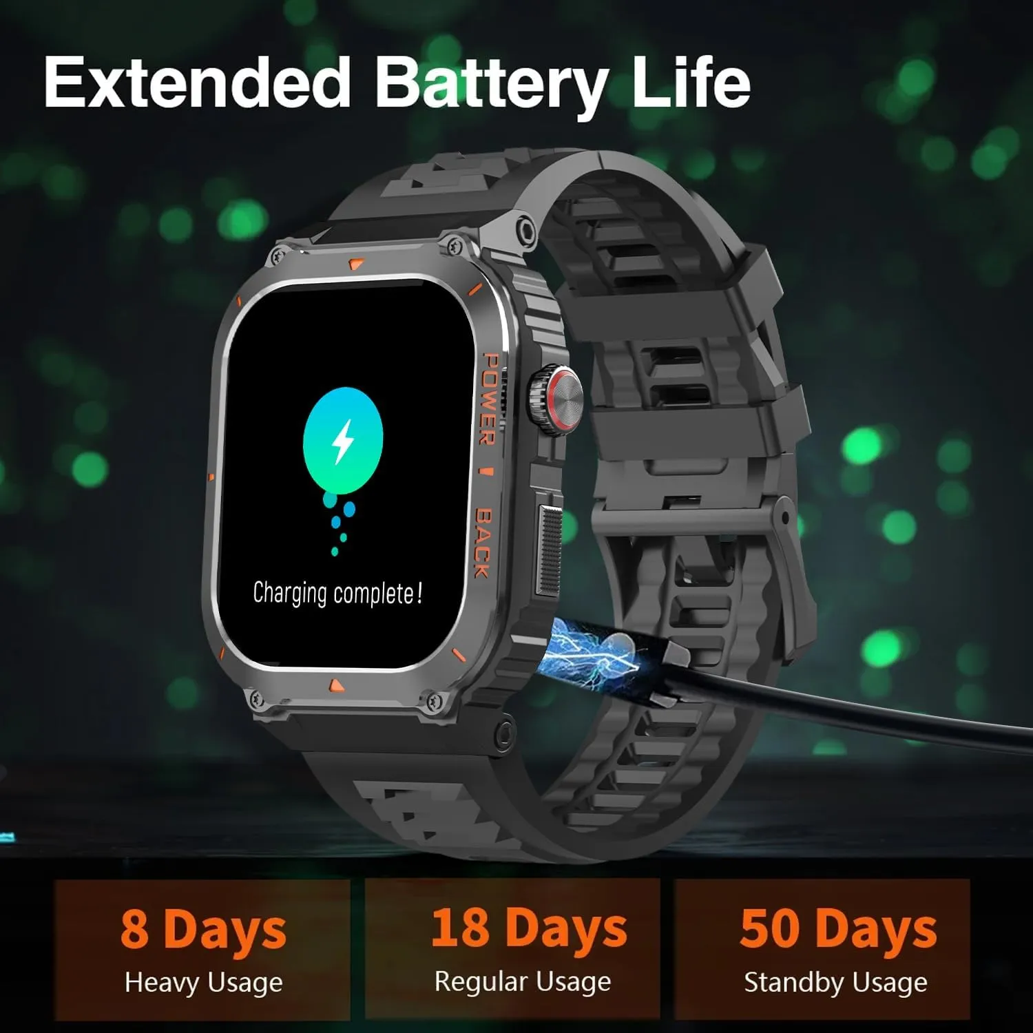 Military GPS Smart Watch for Men Pressure/Altitude/Compass,Fitness Smart Watch for Android Phones and iPhone,Outdoor Waterproof Fitness Tracker with Blood Oxygen/Heart Rate/Sleep/100  Sport Modes