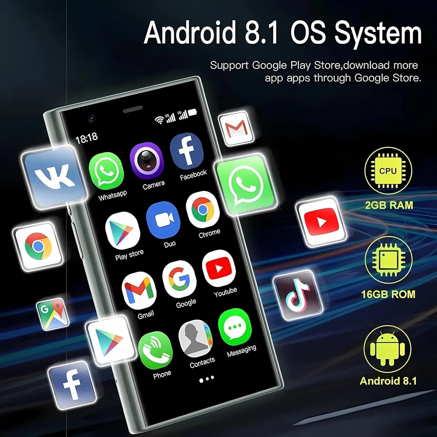 Mini Phone Unlocked Cellphone 3G Mini Smartphone Android 8.1 World Smallest Phone 3.0 Small Smartphone Dual Sim Cell Phones Touch Screen 2GB Ram 16GB ROM S23Pro Mobile Phones (Green)