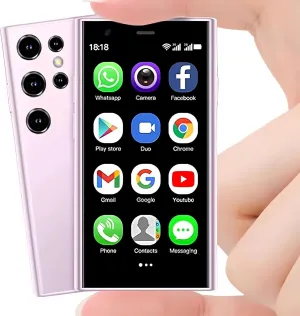 mini Phone Unlocked Cellphone 3G mini Smartphone Android 8.1 World Smallest Phone 3.0 Small Smartphone Dual Sim Cell Phones Touch Screen 2GB Ram 16GB ROM S23Pro Mobile Phones (Pink)