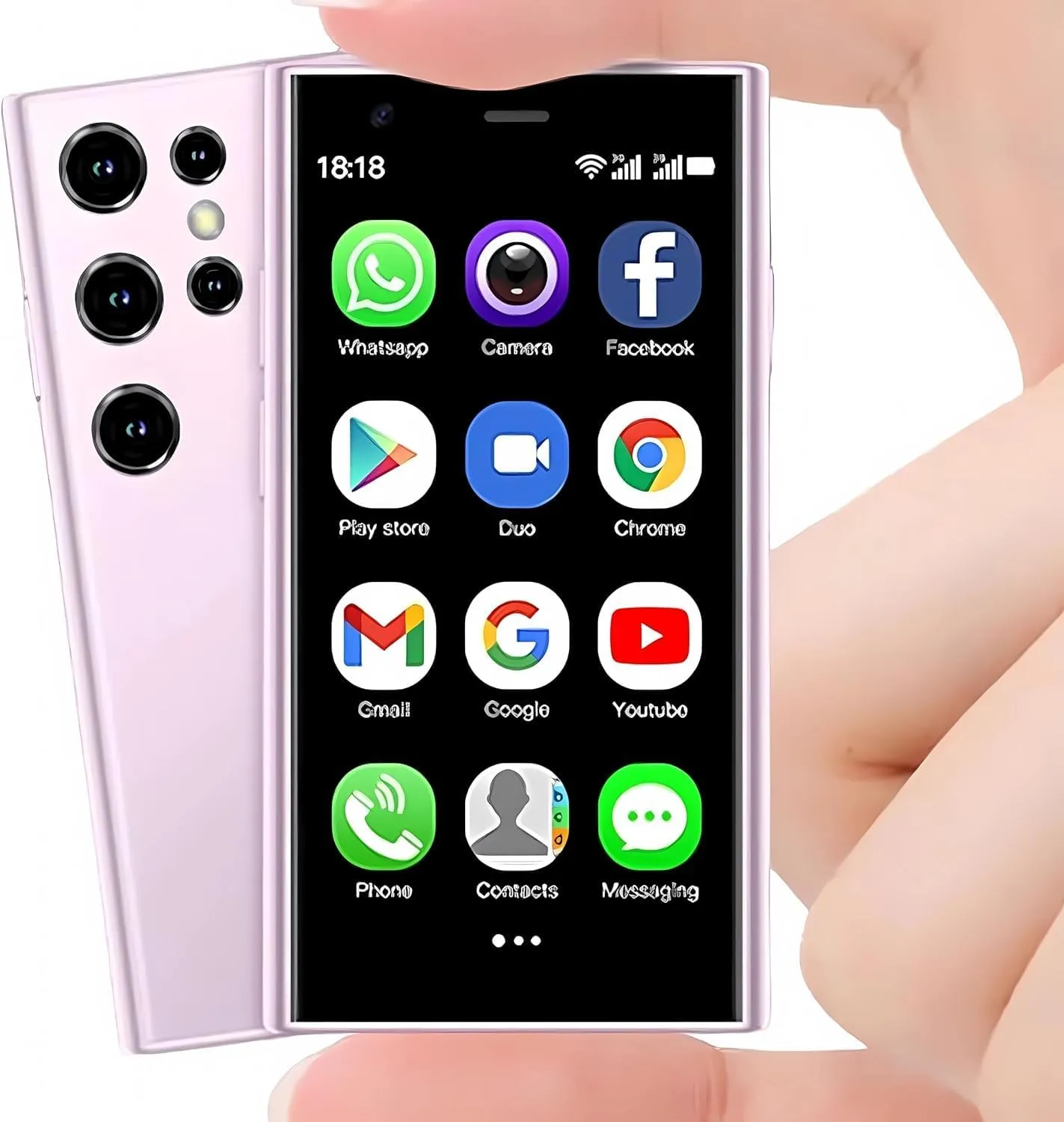 mini Phone Unlocked Cellphone 3G mini Smartphone Android 8.1 World Smallest Phone 3.0 Small Smartphone Dual Sim Cell Phones Touch Screen 2GB Ram 16GB ROM S23Pro Mobile Phones (Pink)