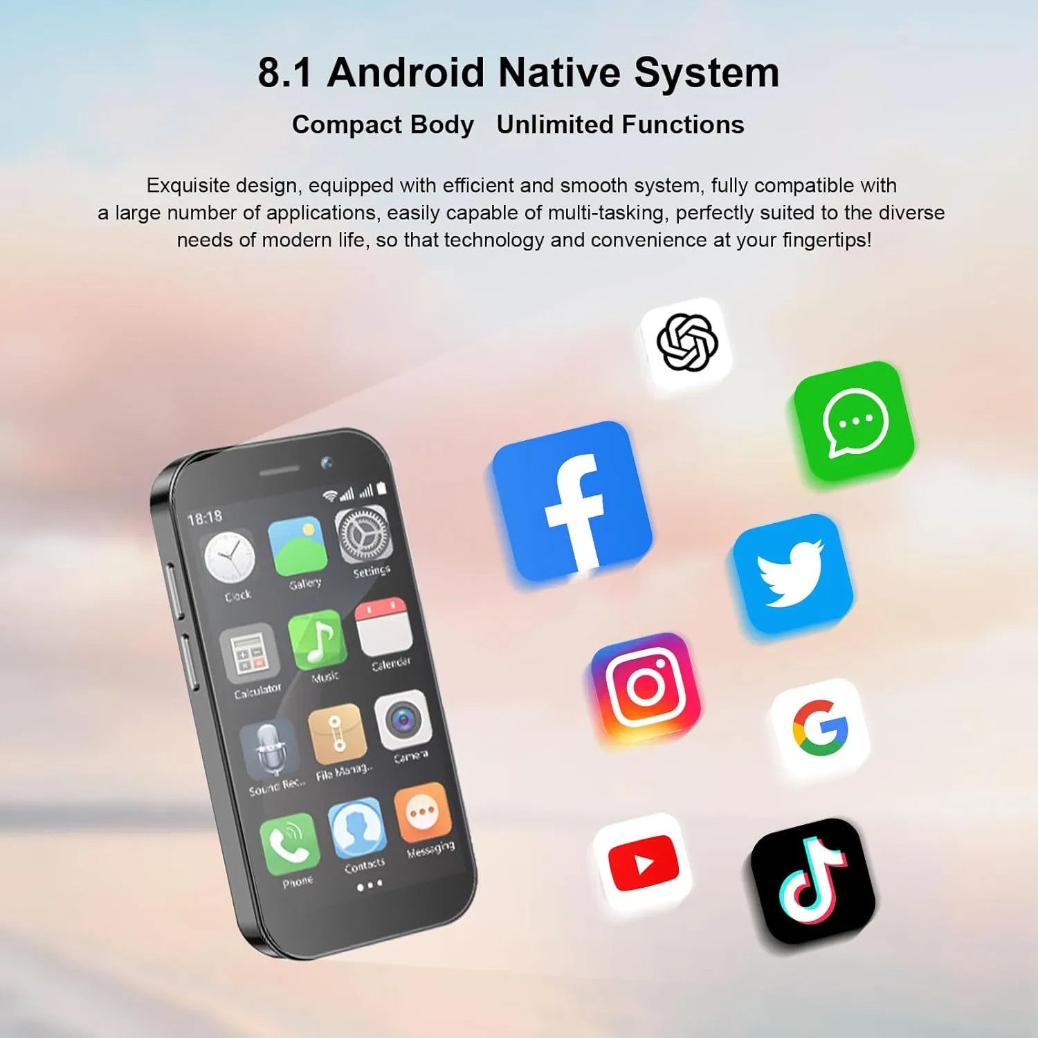 Mini Phone,3.0 inch HD Touch Screen Mini Smartphone,Unlocked Android Kids and Students Phone,Quad Core Dual SIM Dual Standby,Face Recognition,Best Gift for Kids,2GB 16GB Black