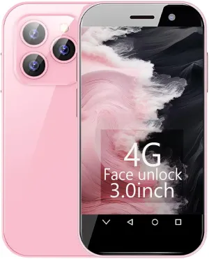 Mini Phone,3.0 inch HD Touch Screen Mini Smartphone,Unlocked Android Kids and Students Phone,Quad Core Dual SIM Dual Standby,Face Recognition,Best Gift for Kids,2GB 16GB Pink