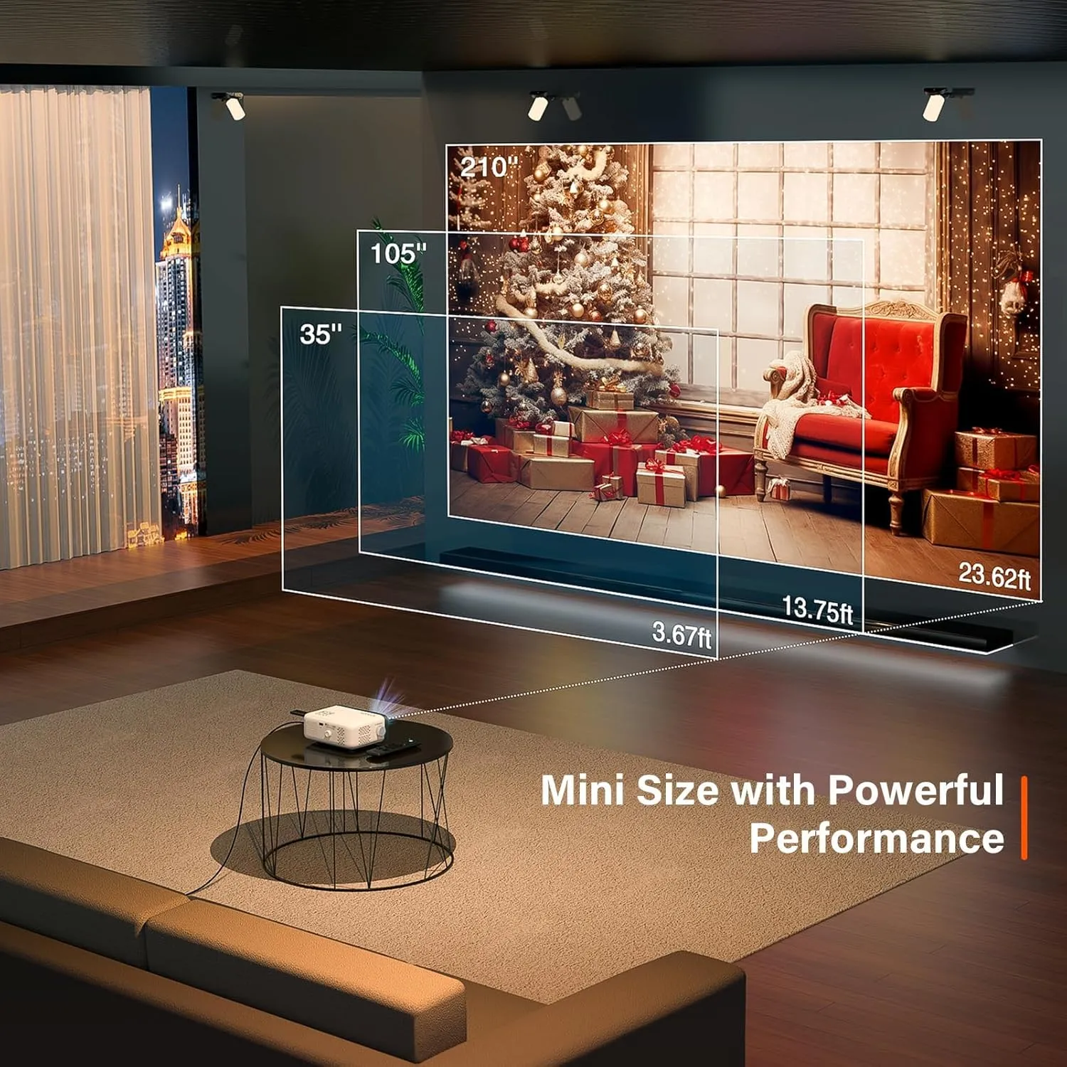 Mini Projector, VOPLLS 1080P Full HD Supported Video Projector, Portable Outdoor Home Theater Movie Projector, 50% Zoom, Compatible with HDMI, USB, AV, Smartphone/Tablet/Laptop (Small Projector)