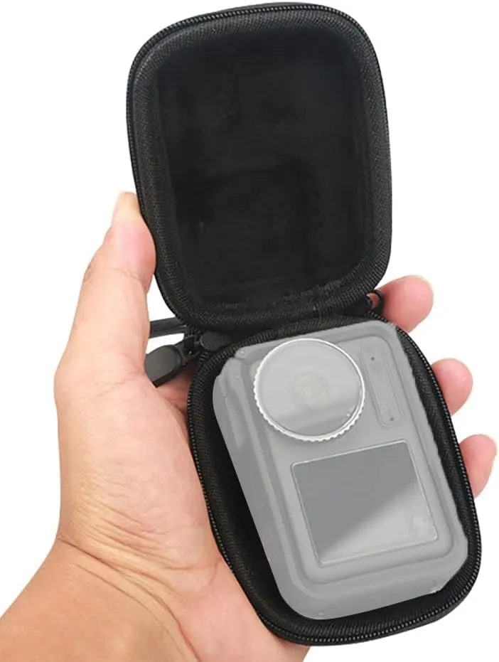 Mini Storage Bag Portable Protective Storage Bag Compatible with DJI Action 3 Waterproof Carrying Case Action Camera Accessories (Black)