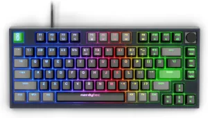nerdytec CYKEY - Mechanical Gaming Keyboard with RGB Backlit, Wired TKL Layout with Hot-Swappable Switches and Multi-Control Knob, 75% Compact Design, for PC and Laptop Windows/Mac, with QMK/VIA