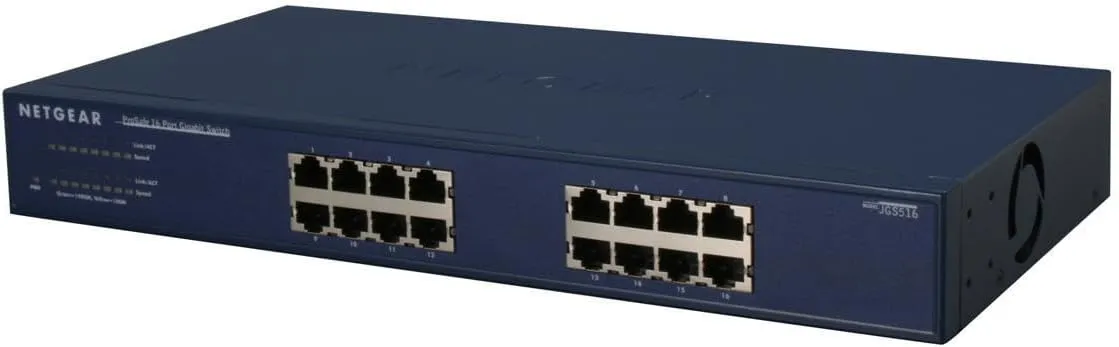 NETGEAR 16-Port Gigabit Ethernet Unmanaged Switch (JGS516) - Desktop or Rackmount, and Limited Lifetime Protection