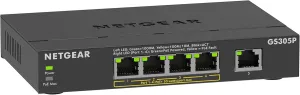 NETGEAR 5-Port PoE Gigabit Ethernet Unmanaged Essentials Switch (GS305P) - with 4 x PoE  @ 63W, Desktop or Wall Mount