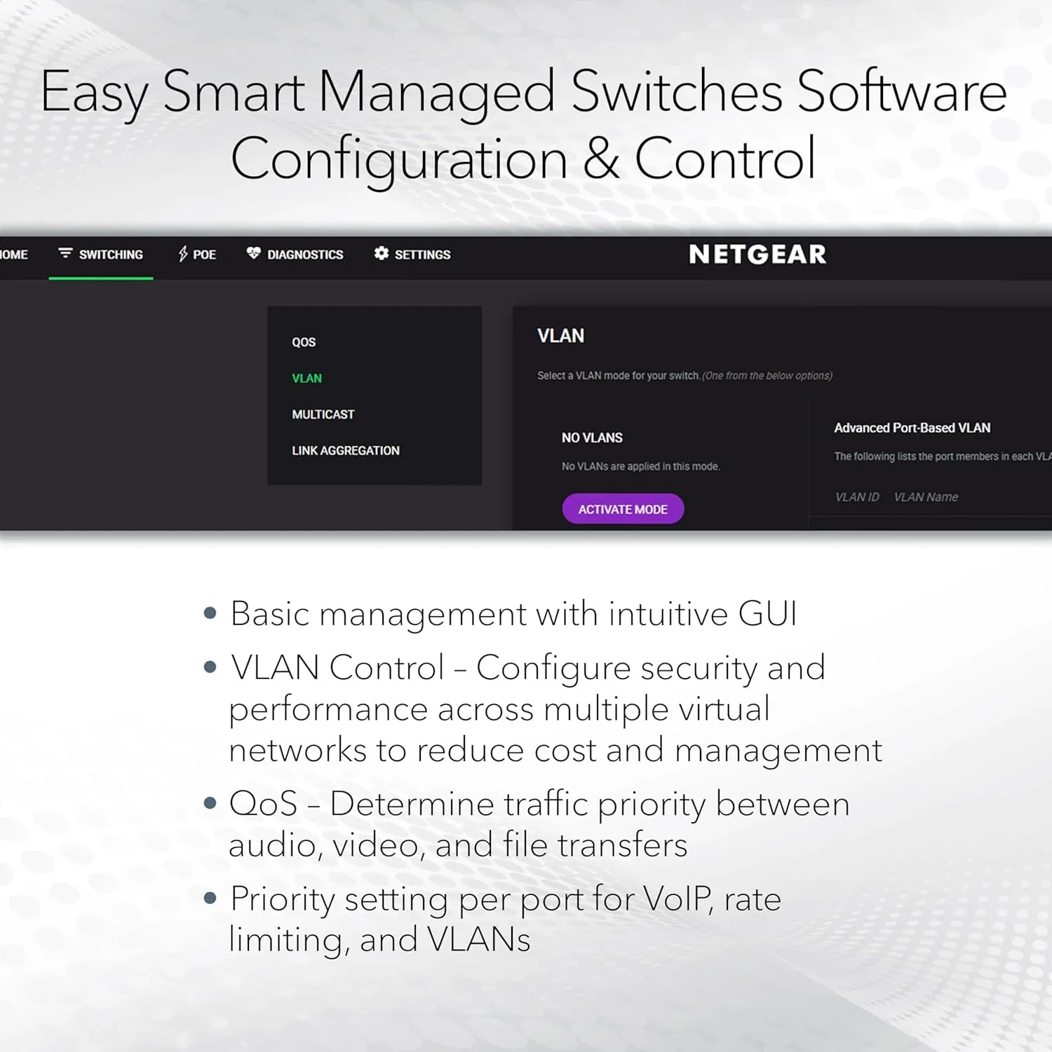 NETGEAR 8 Port PoE Gigabit Ethernet Easy Smart Managed Essentials Switch (GS308EP) - with 8 x PoE  @ 62W, Desktop or Wall Mount