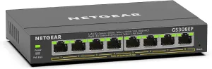 NETGEAR 8 Port PoE Gigabit Ethernet Easy Smart Managed Essentials Switch (GS308EP) - with 8 x PoE  @ 62W, Desktop or Wall Mount