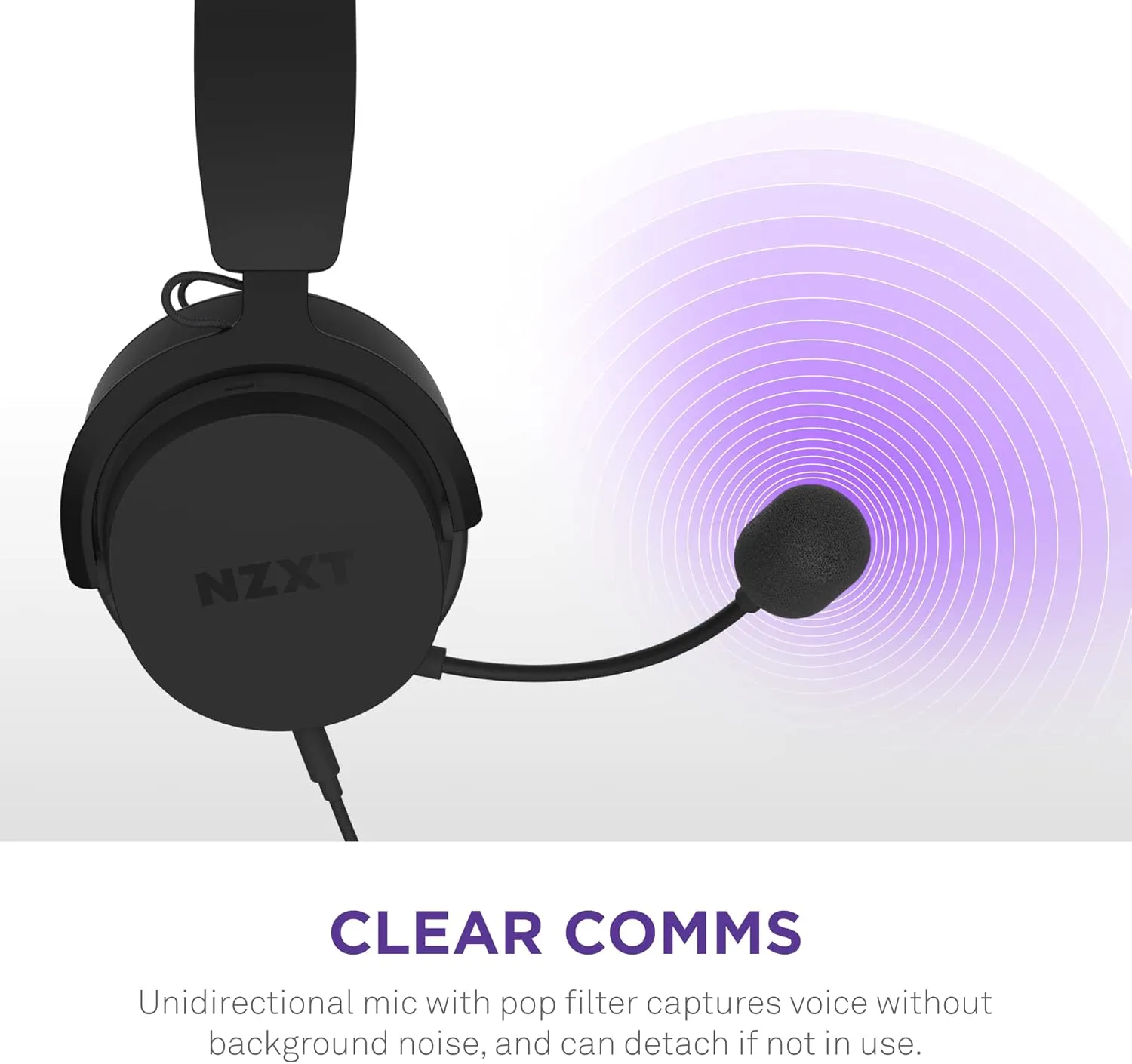NZXT Relay Wired PC Gaming Headset - AP-WCB40-B2 - Hi-Res Audio Certified - DTS Headphone:X - 7.1 Surround Sound - Lightweight & Comfortable Design - Detachable Microphone - Black