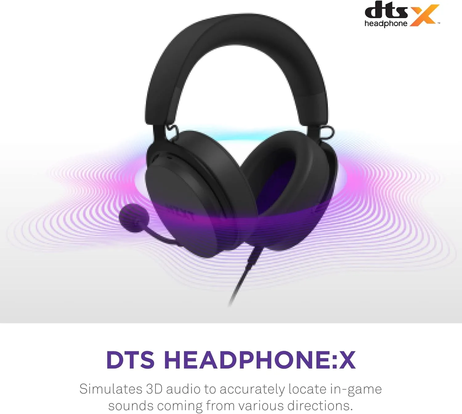 NZXT Relay Wired PC Gaming Headset - AP-WCB40-B2 - Hi-Res Audio Certified - DTS Headphone:X - 7.1 Surround Sound - Lightweight & Comfortable Design - Detachable Microphone - Black