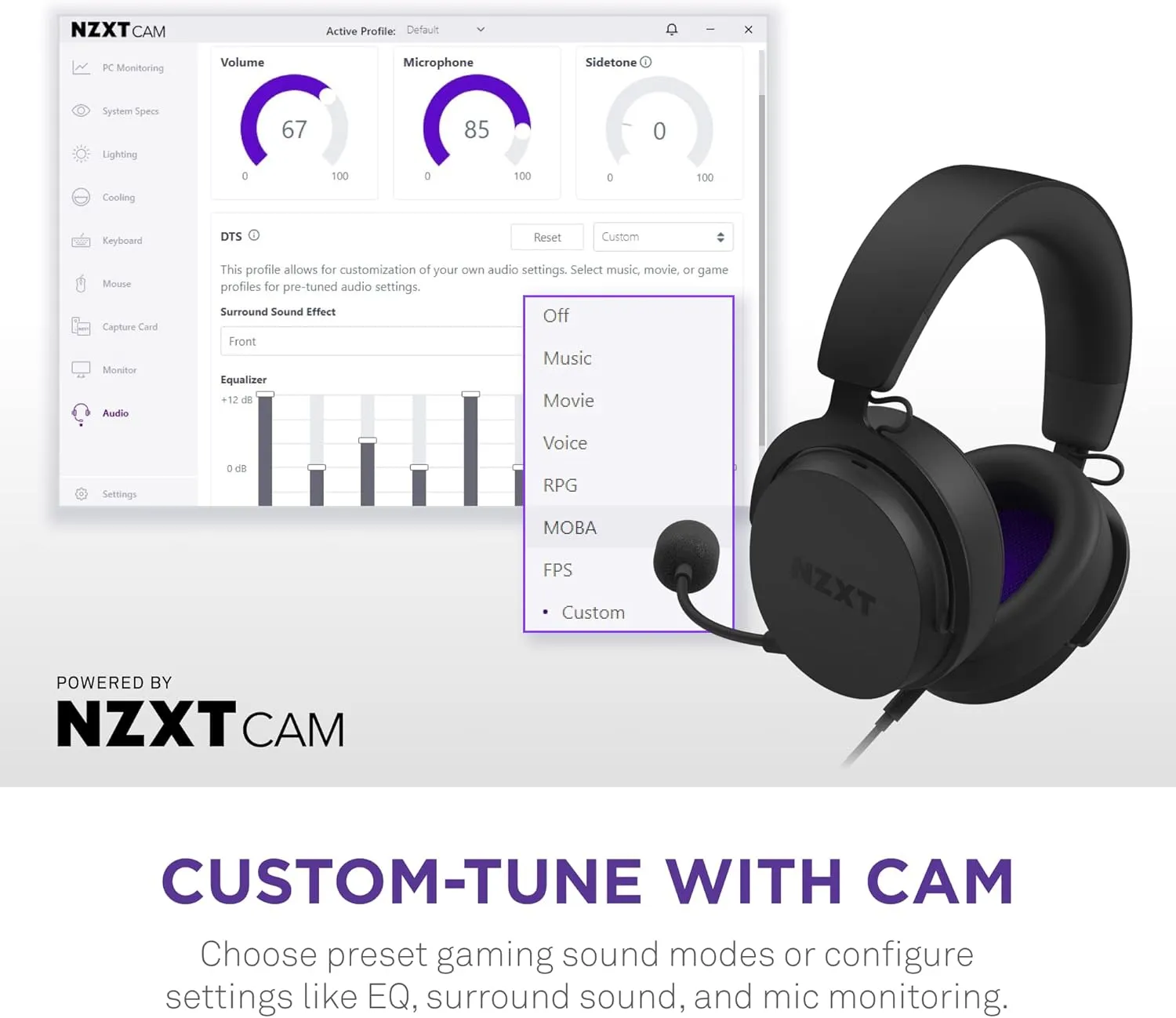 NZXT Relay Wired PC Gaming Headset - AP-WCB40-B2 - Hi-Res Audio Certified - DTS Headphone:X - 7.1 Surround Sound - Lightweight & Comfortable Design - Detachable Microphone - Black