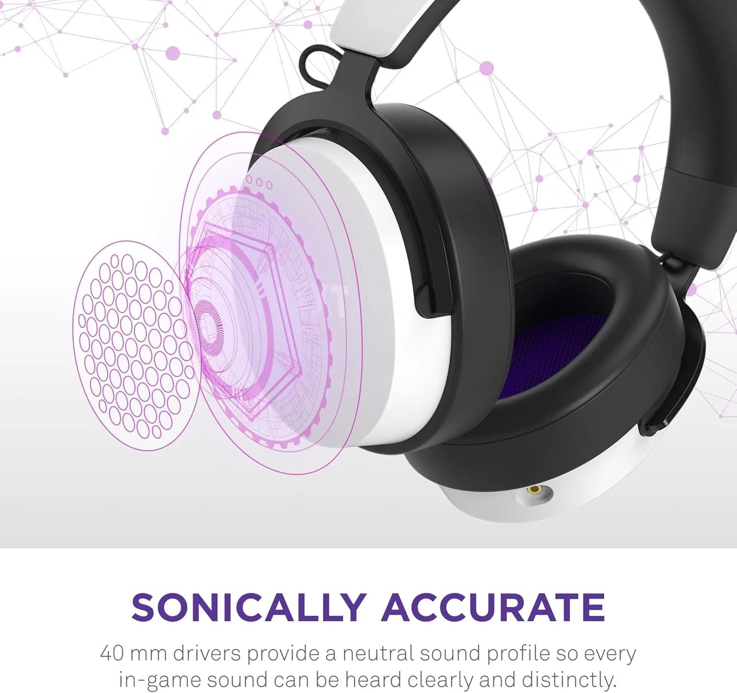 NZXT Relay Wired PC Gaming Headset - AP-WCB40-W2 - Hi-Res Audio Certified - DTS Headphone:X - 7.1 Surround Sound - Lightweight & Comfortable Design - Detachable Microphone - White