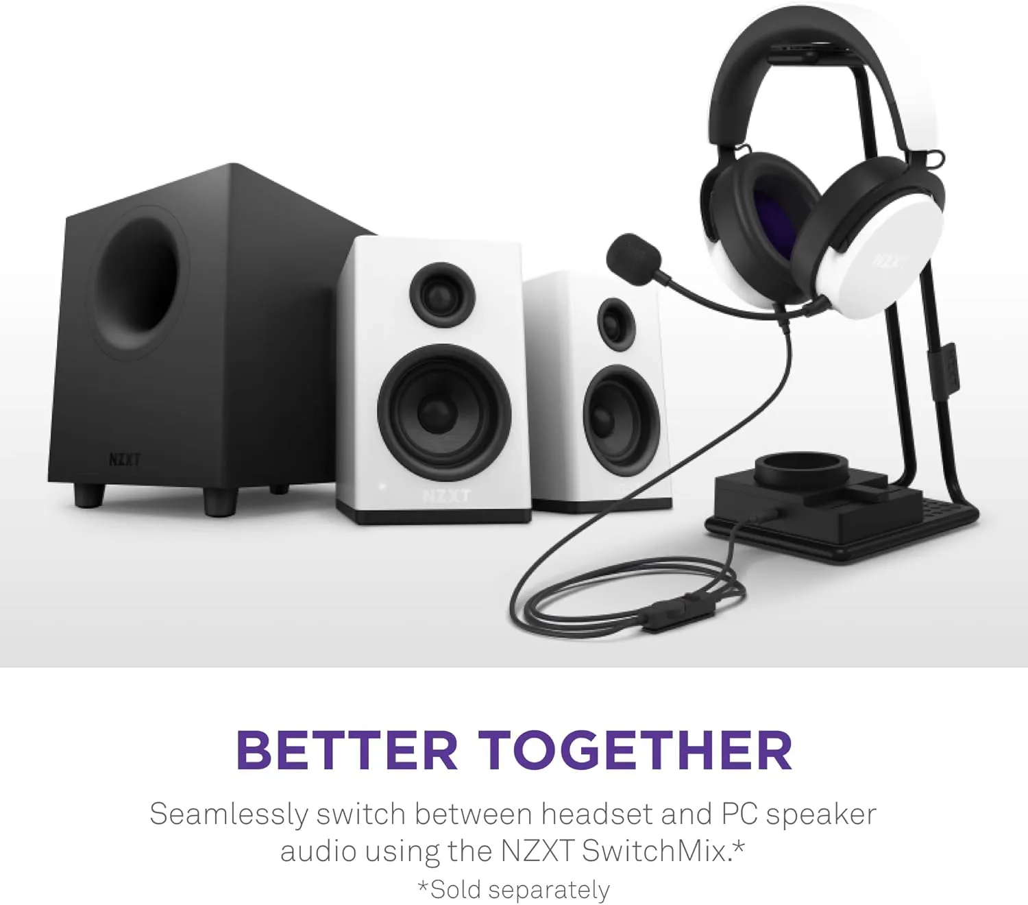 NZXT Relay Wired PC Gaming Headset - AP-WCB40-W2 - Hi-Res Audio Certified - DTS Headphone:X - 7.1 Surround Sound - Lightweight & Comfortable Design - Detachable Microphone - White