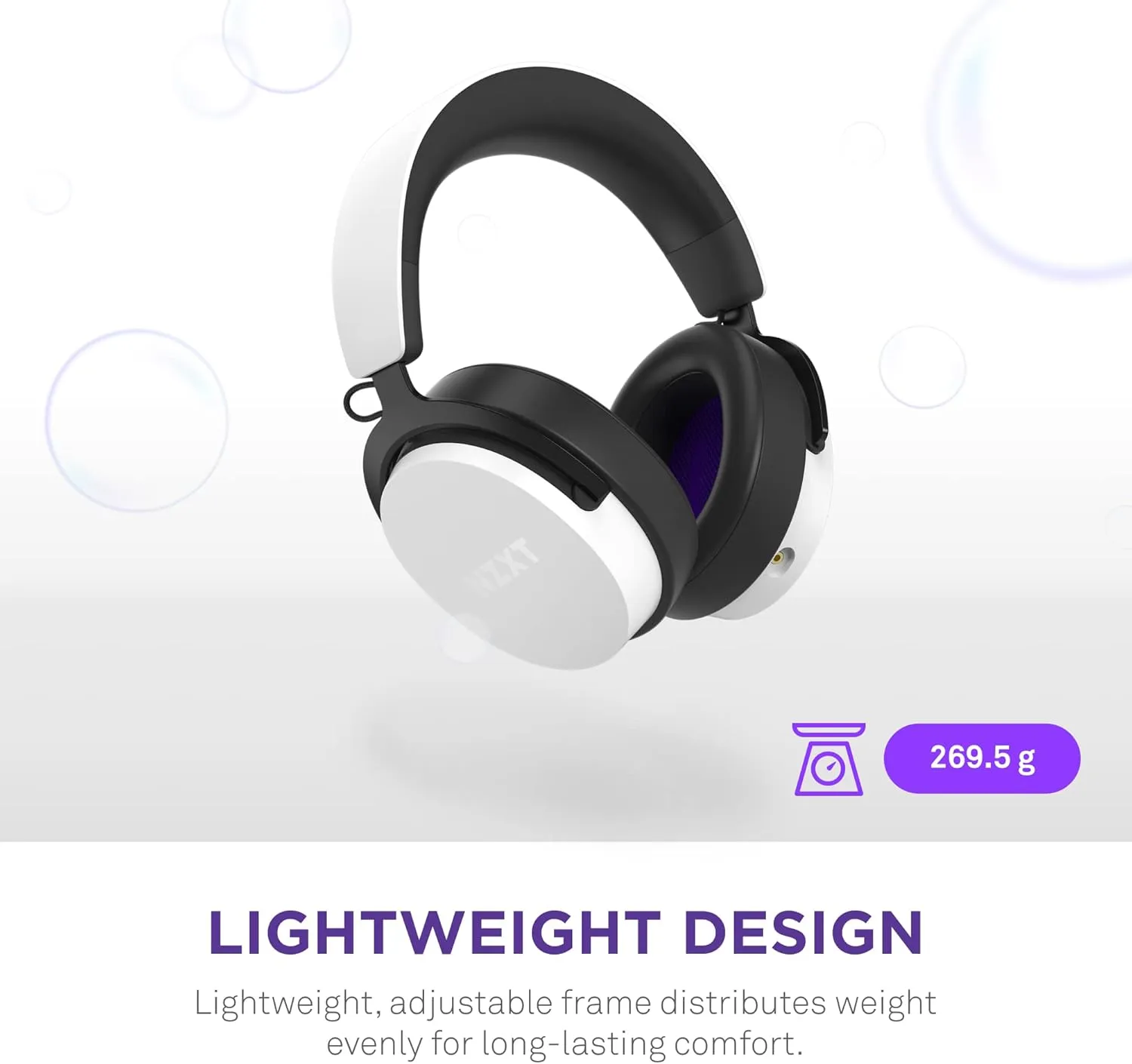NZXT Relay Wired PC Gaming Headset - AP-WCB40-W2 - Hi-Res Audio Certified - DTS Headphone:X - 7.1 Surround Sound - Lightweight & Comfortable Design - Detachable Microphone - White