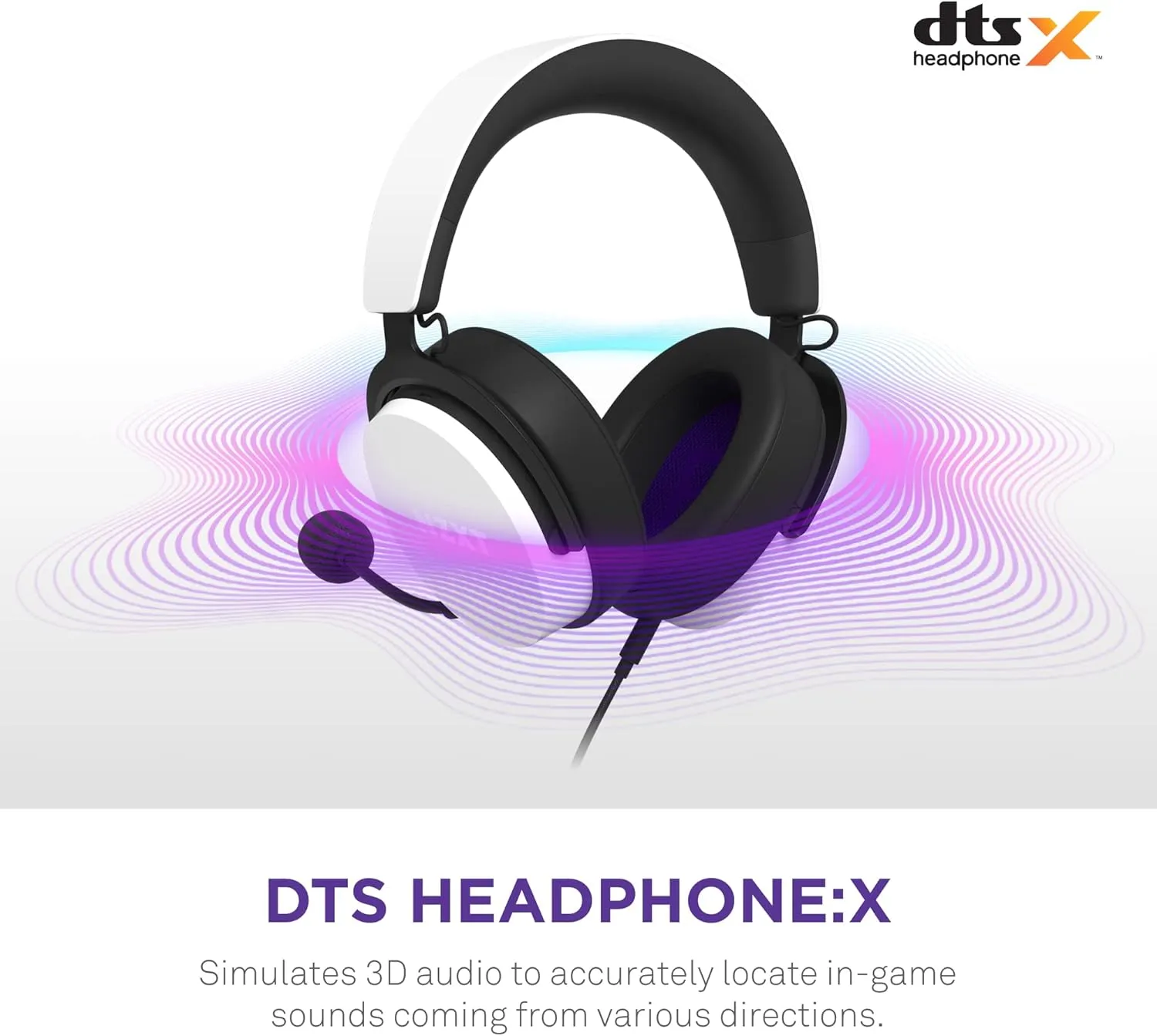 NZXT Relay Wired PC Gaming Headset - AP-WCB40-W2 - Hi-Res Audio Certified - DTS Headphone:X - 7.1 Surround Sound - Lightweight & Comfortable Design - Detachable Microphone - White