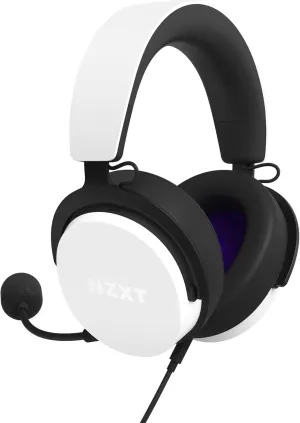 NZXT Relay Wired PC Gaming Headset - AP-WCB40-W2 - Hi-Res Audio Certified - DTS Headphone:X - 7.1 Surround Sound - Lightweight & Comfortable Design - Detachable Microphone - White