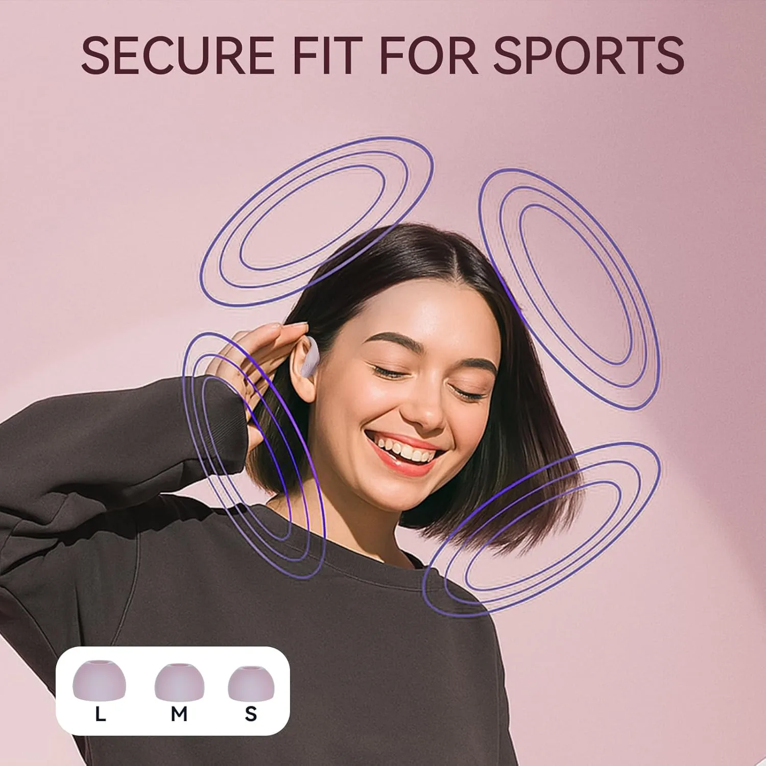 occiam Wireless Earbuds Bluetooth Headphones 96Hrs Playback Sport Ear Buds with Earhooks Microphone in-Ear Earphones Stereo Sound for Laptop Pad Phones Workout Running Exercise Gym (Pink, M)