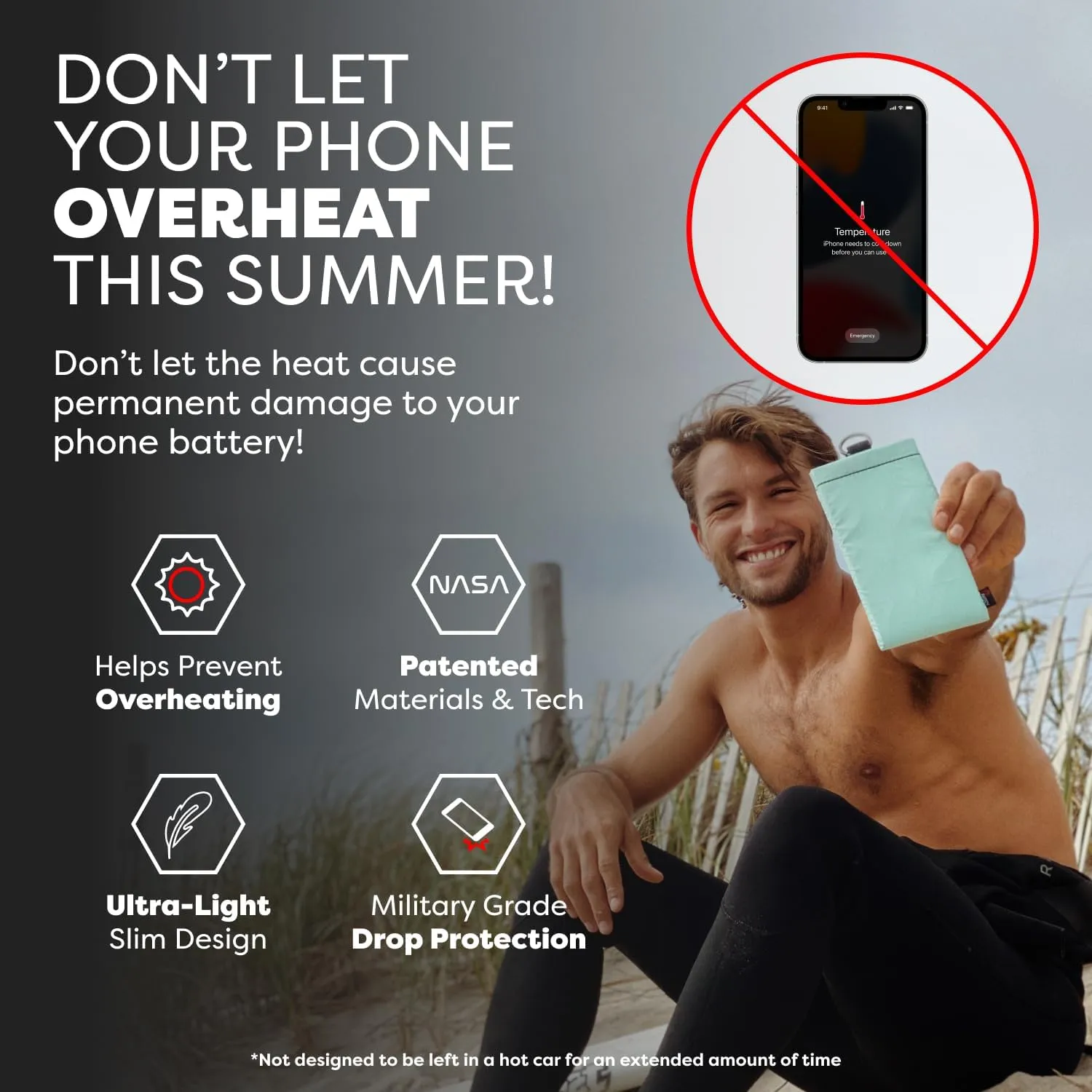 PHOOZY Thermal Phone Case - Apollo II Series : Cell Phone Pouch with AGION Lining Prevents Overheating, Extends Battery Life, Provides Drop Protection and Floats in Water (Large-Seafoam)