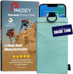 PHOOZY Thermal Phone Case - Apollo II Series : Cell Phone Pouch with AGION Lining Prevents Overheating, Extends Battery Life, Provides Drop Protection and Floats in Water (Large-Seafoam)