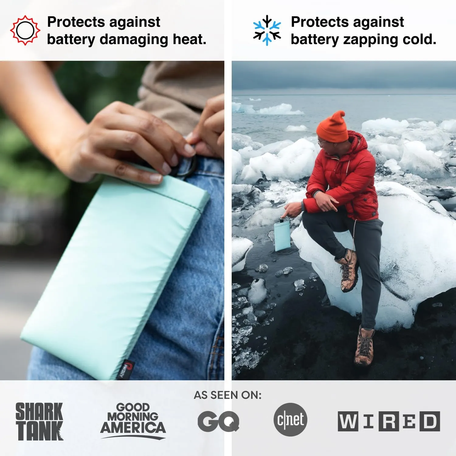 PHOOZY Thermal Phone Case - Apollo II Series : Cell Phone Pouch with AGION Lining Prevents Overheating, Extends Battery Life, Provides Drop Protection and Floats in Water (Large-Seafoam)