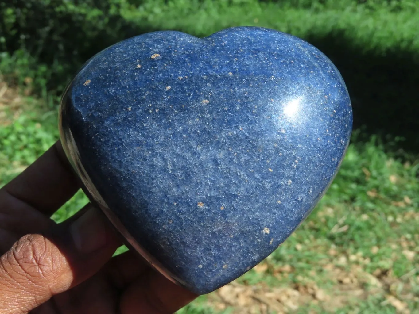 Polished Medium Sized Lazulite Hearts x 4 From Madagascar