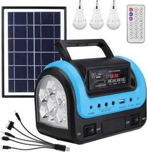 Portable Solar Generator with Solar Panel, Power Station with Flashlight,Emergency Generator Solar Powered for Home Use Camping Travel Hunting Emergency(Blue)