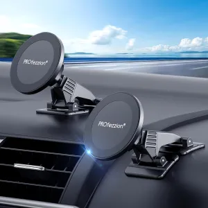 PROfezzion 2-Pack Compatible with MagSafe Car Mount, Magnetic Phone Holder for Car Dashboard, Home & Office Compatible with iPhone 16 15 14 13 12 Pro Max Plus, Mag-Safe Case & All Phones