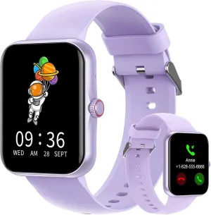 PTHTECHUS Smart Watch for Kids, 1.83" Fitness Tracker Smartwatch for young with Heart Rate/Sleep Monitor 37 Sports Modes Calorie Step Counter Phone Calls Siri Notifications for Andriod iPhone (Purple)