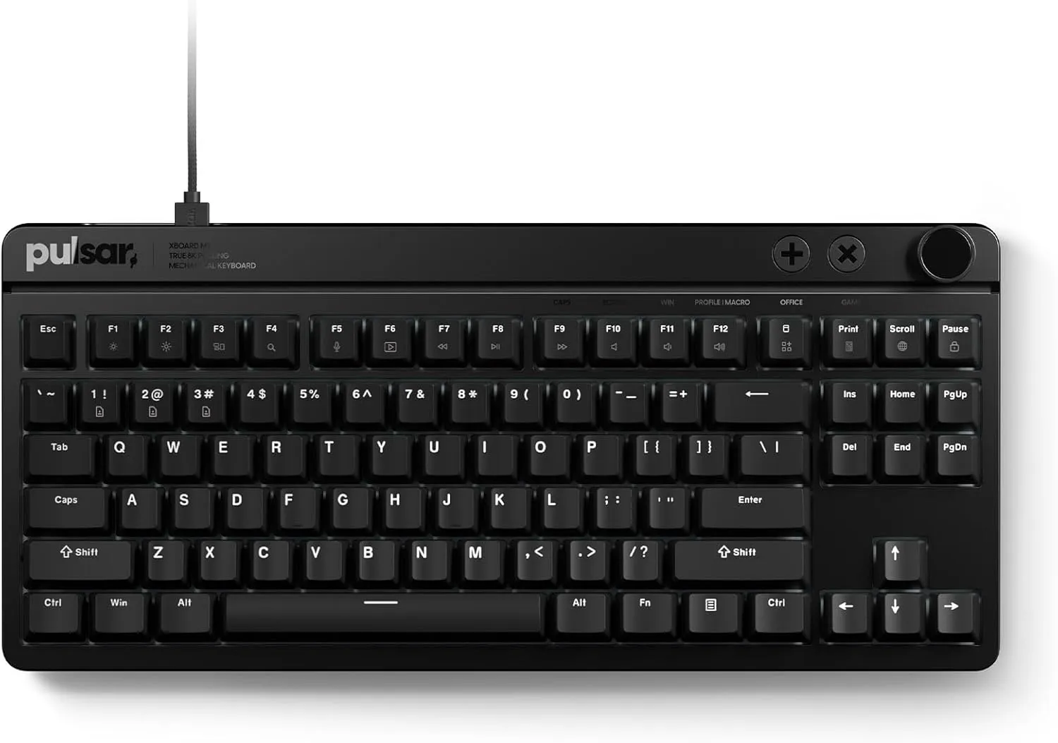 Pulsar XBOARD MS Mechanical Gaming Keyboard, 35K Scan Rate & 8K Polling for Ultra-Low Latency, Hot Swappable, TKL Gasket Mount, Aluminum Plate, PBT Double-Shot Keycaps, RGB Backlit, Volume Knob