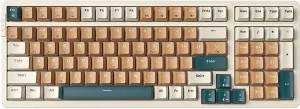 Qisan Wireless/Wired Mechanical Keyboard, Triple Mode 2.4G/USB-C/BT Wireless Gaming Keyboard, 100 Keys (98%) US Layout Red Switch Rechargeable RGB Backlit Keyboard | Brown Combo