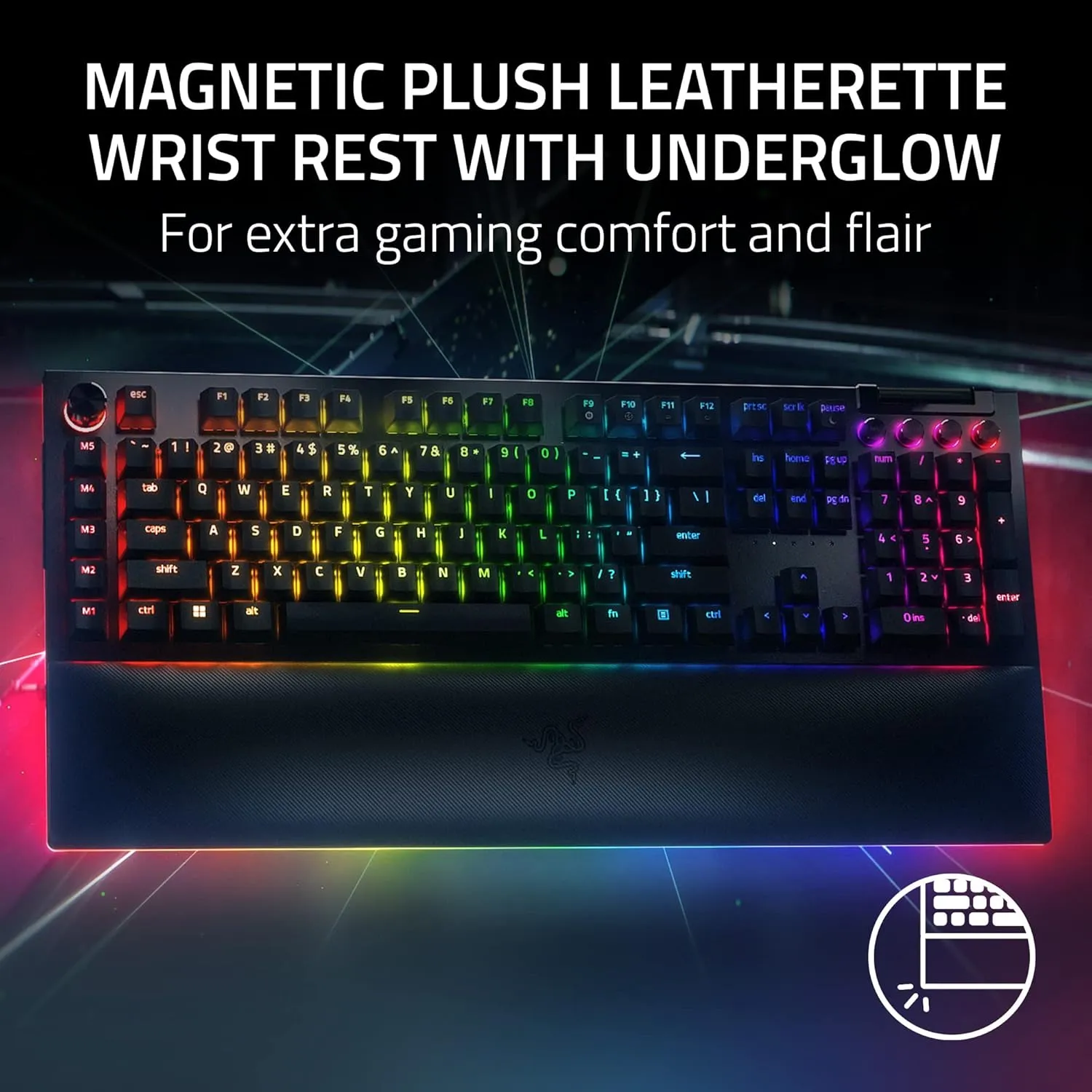 Razer BlackWidow V4 Pro Wired Mechanical Gaming Keyboard: Orange Switches Tactile & Quiet - Doubleshot ABS Keycaps - Command Dial - Chroma RGB - Magnetic Wrist Rest Snap Tap