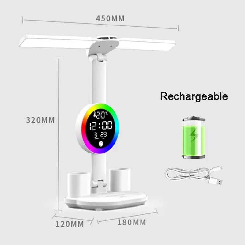 Rechargeable LED Desk Lamp with Fan