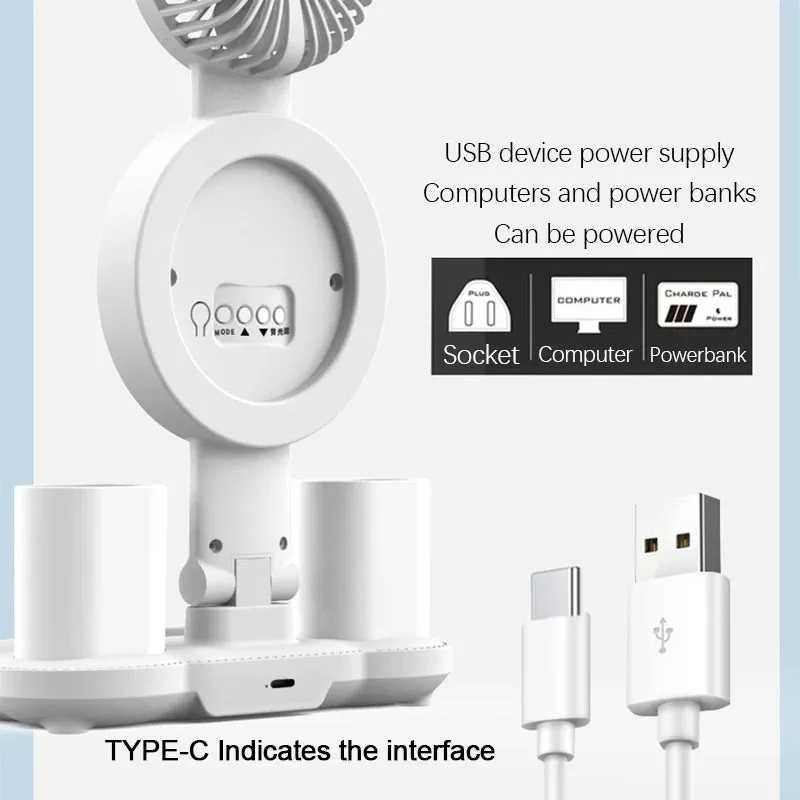Rechargeable LED Desk Lamp with Fan