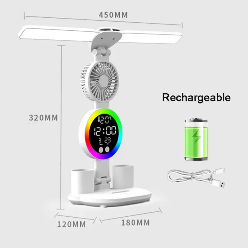 Rechargeable LED Desk Lamp with Fan