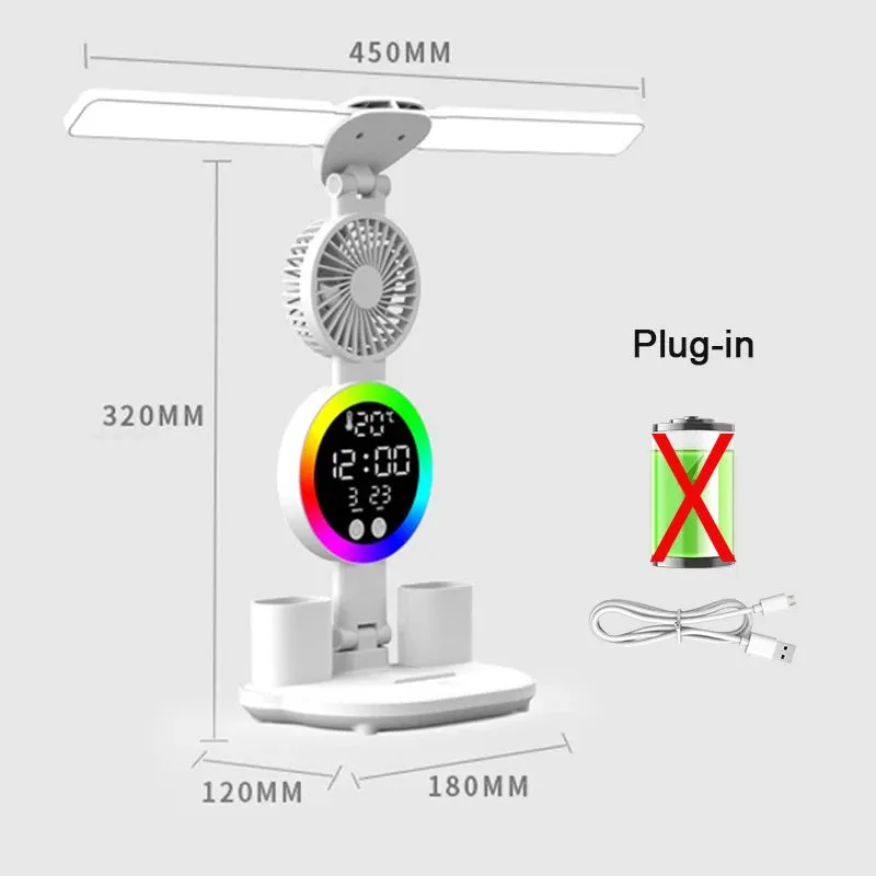 Rechargeable LED Desk Lamp with Fan