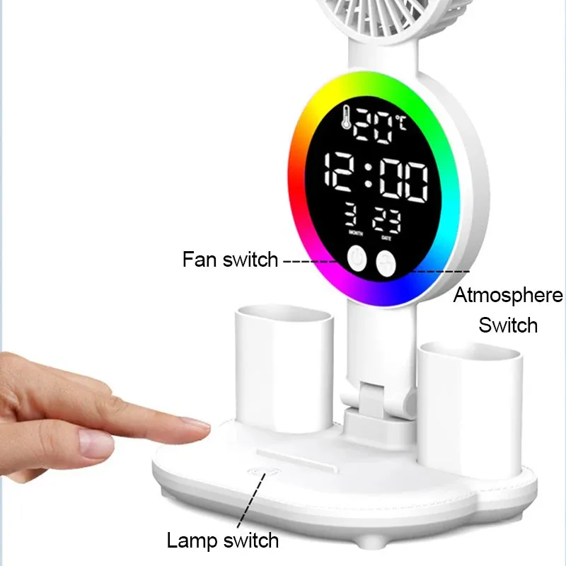 Rechargeable LED Desk Lamp with Fan