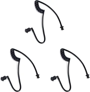 Replacement Acoustic Coil Tube Kit with Ear Tip,for Motorola Baofeng Kenwood Midland Walkie Talkie Surveillance Earpiece(Black,3 Packs)