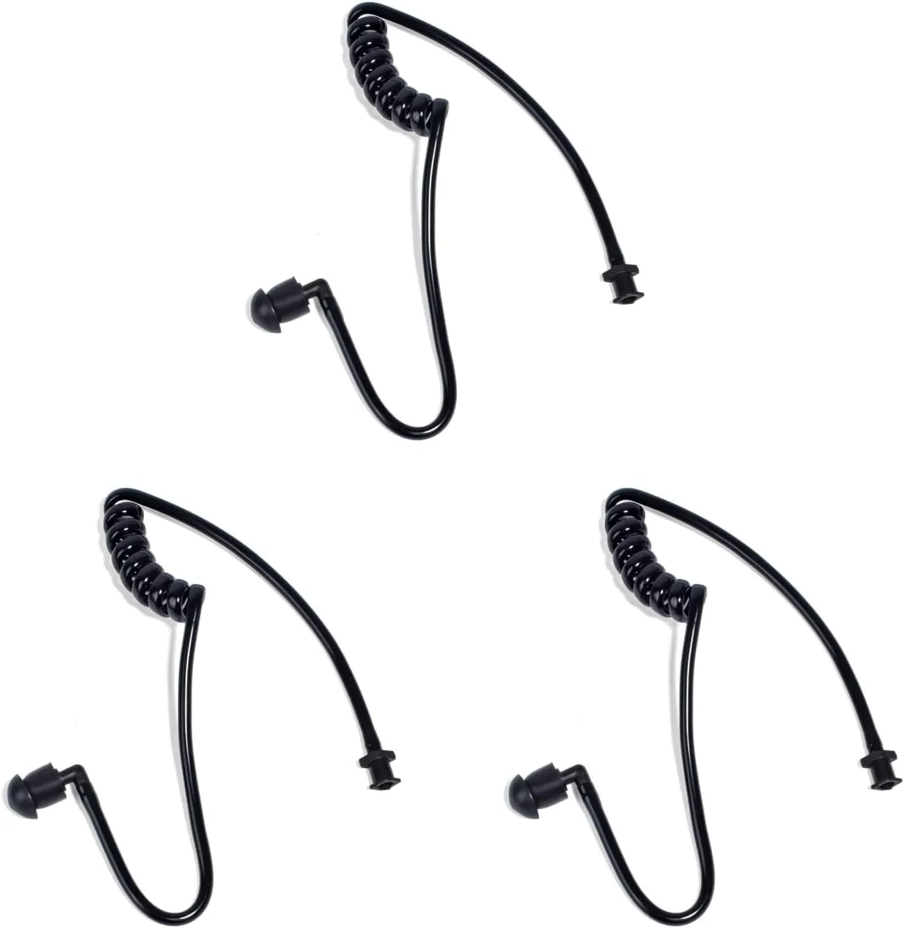 Replacement Acoustic Coil Tube Kit with Ear Tip,for Motorola Baofeng Kenwood Midland Walkie Talkie Surveillance Earpiece(Black,3 Packs)